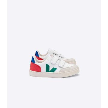 Veja V-12 LEATHER Kids' Sneakers White/Red | NZ 883FDN